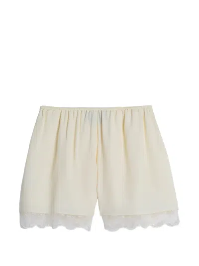 Simone Rocha Lace-trim Negligée Mini Shorts In Neutral