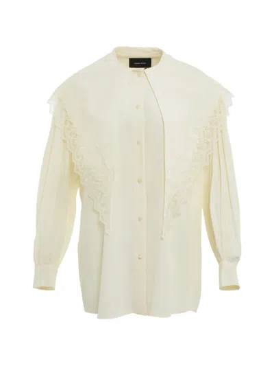 Simone Rocha Lace-trim Pleated-sleeve Shirt In Neutral