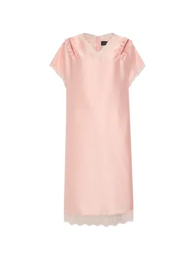 Simone Rocha Lace-trim Ruffled Mini Dress In Pink
