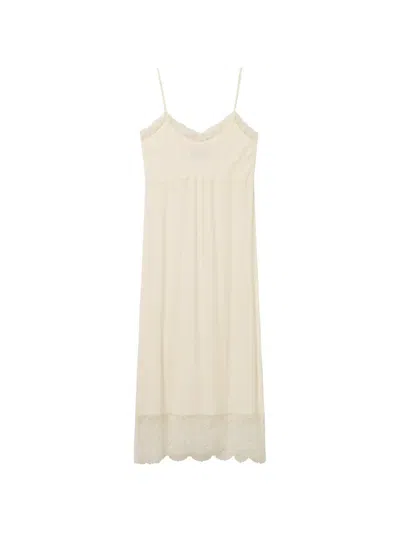 Simone Rocha Lace-trim Slip Midi Dress In Neutral