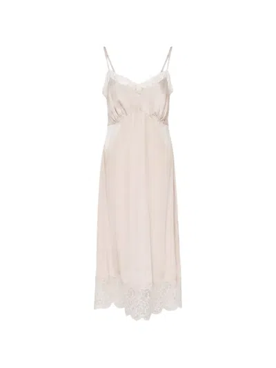 Simone Rocha Lace-trim Slip Midi Dress In Neutral