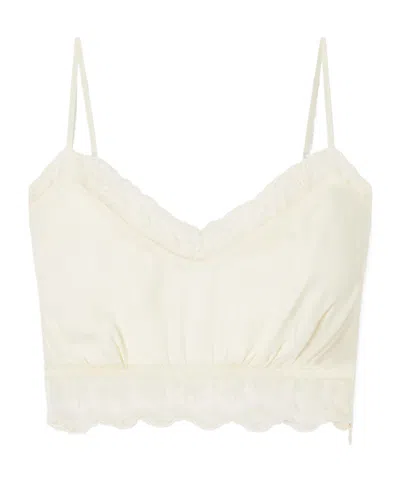 Simone Rocha Lace-trimmed Crepe De Chine Bralette In Neutral