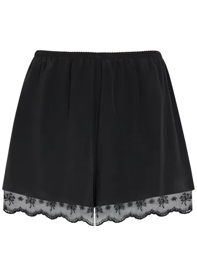 Simone Rocha Lace-trim Woven Shorts In Black