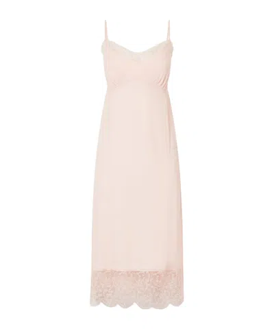 Simone Rocha Lace-trimmed Crepe De Chine Midi Dress In Gold