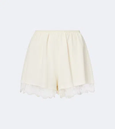 Simone Rocha Lace-trimmed Satin Shorts In Sand