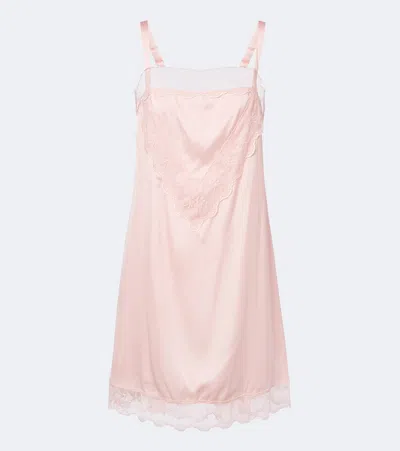 Simone Rocha Lace-trimmed Satin Slip Dress In Pink