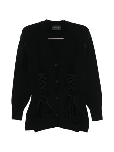 Simone Rocha Lace-up Cardigan In Black