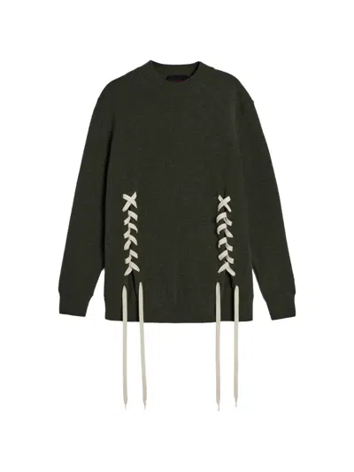Simone Rocha Lace-up Merino Sweater In Green