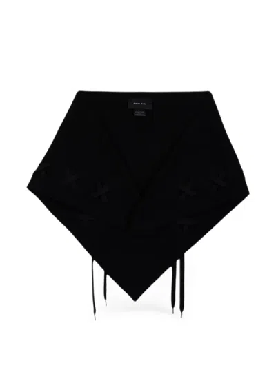 Simone Rocha Lace-up Merino-wool Scarf In Black
