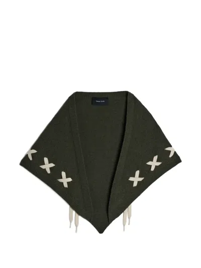 Simone Rocha Lace-up Neckerchief In Green