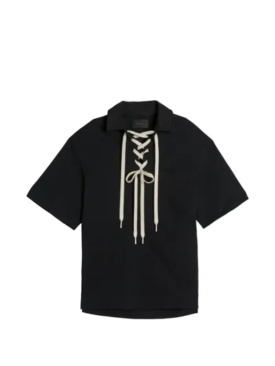 Simone Rocha Lace-up Rugby Polo Shirt In Transparent