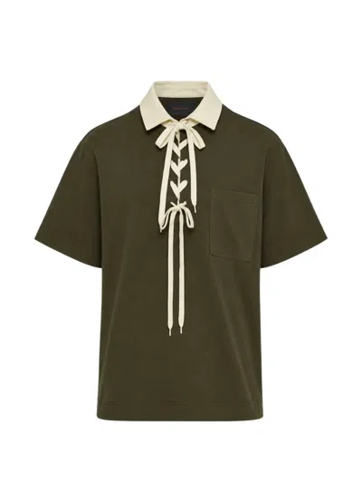 Simone Rocha Lace-up Rugby Polo Shirt In Green
