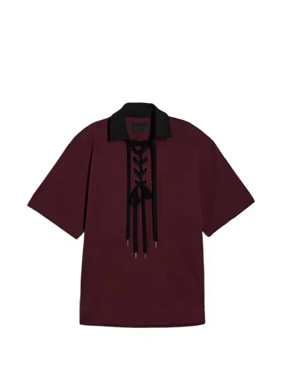 Simone Rocha Lace-up Rugby Polo Shirt In Brown