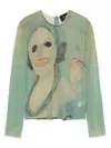 Simone Rocha Genieve Figgis Print Fitted Ballet Mesh Top In 绿色