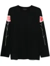 Simone Rocha Carnation-print Long-sleeve T-shirt In Black