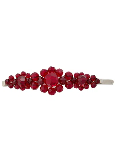 Simone Rocha Large Flower Crystal-embellished Hair Clip In Red