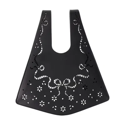 Simone Rocha Lasercut Calfskin Mini Bag In Black