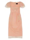 Simone Rocha Pink Elasticated Gathered Sleeve Tulip Midi Dress
