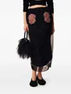 Simone Rocha Tulle-panelled Flower-embellished Maxi Skirt In Black