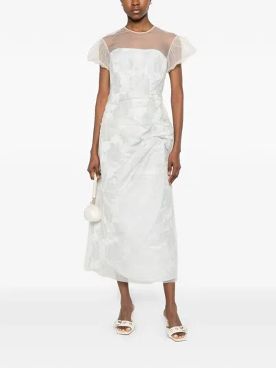 Simone Rocha Layered Gathered Midi Dress In Blue