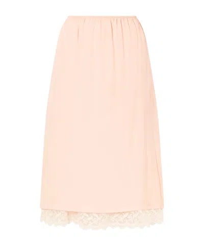 Simone Rocha Layered Lace-trimmed Midi Skirt In Pink