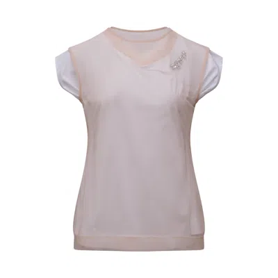 Simone Rocha Layered Liquid Cap Sleeve Lace Top In Pink