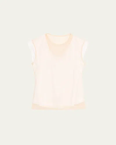 Simone Rocha Layered Liquid Cotton Cap-sleeve Top In Pink