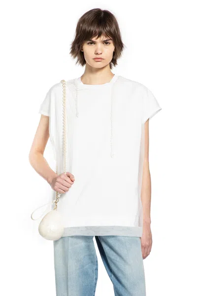 Simone Rocha Layered Liquid Smock T-shirt In White