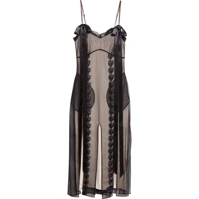 SIMONE ROCHA SIMONE ROCHA LAYERED RIBBON DAISY CHAIN MULTI SLIT SLIPDRESS