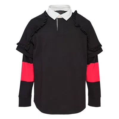 Simone Rocha Layered Ruffle Rugby Shirt In Black