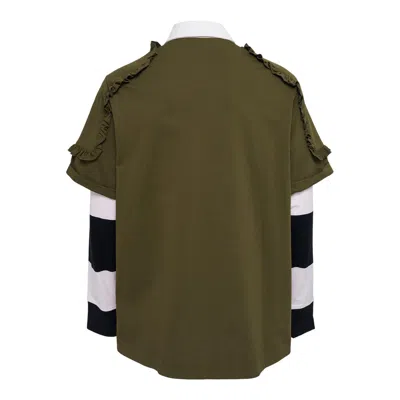 Simone Rocha Layered Ruffle Rugby Shirt In Green