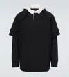 Simone Rocha Layered Ruffled Cotton Jersey Polo Shirt In Black