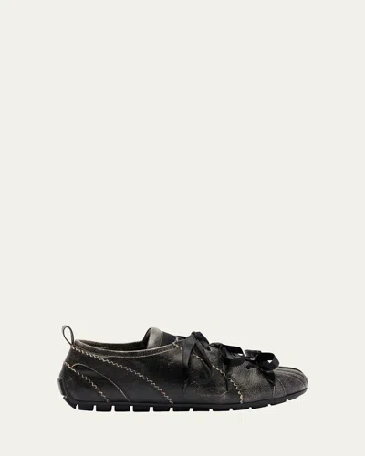 Simone Rocha Leather Ballerina Sneakers In Brown