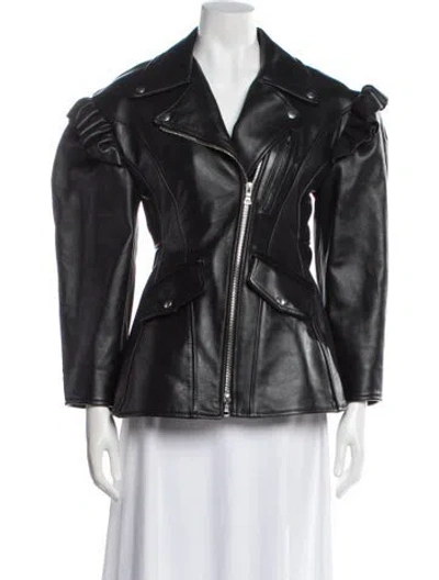Pre-owned Simone Rocha Leather Biker Jacket In Black