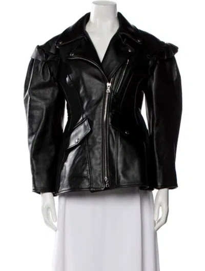 Pre-owned Simone Rocha Leather Biker Jacket In Black