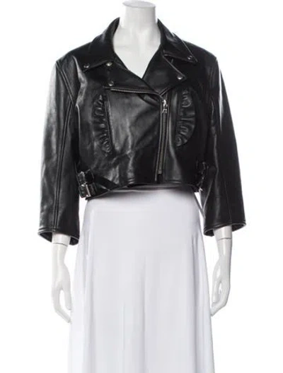 Pre-owned Simone Rocha Leather Biker Jacket In Black