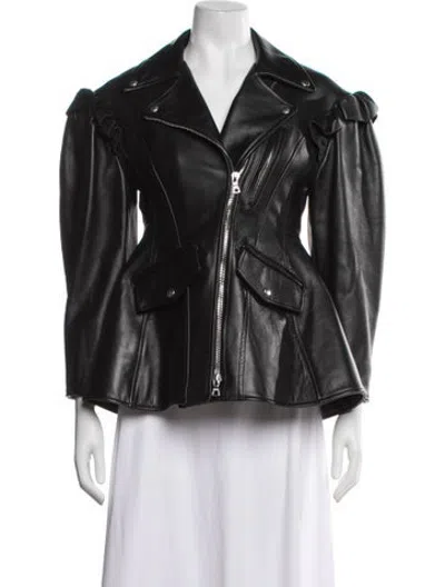 Pre-owned Simone Rocha Leather Biker Jacket In Black