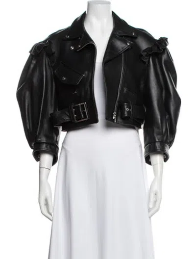 Pre-owned Simone Rocha Leather Biker Jacket W/ Tags In Black