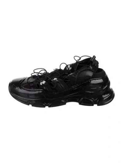 Pre-owned Simone Rocha Leather Bow Accents Chunky Sneakers In Black