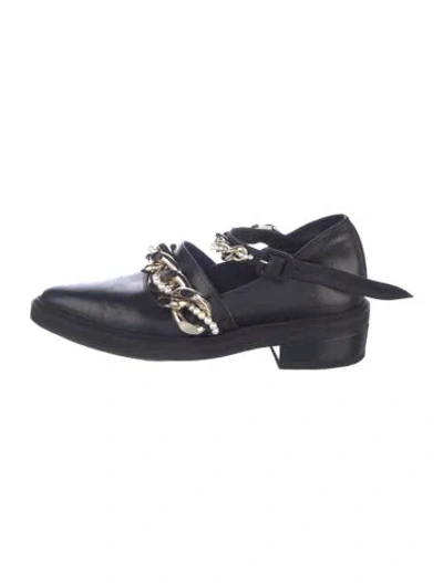 Pre-owned Simone Rocha Leather Chain-link Accents Flats In Blue