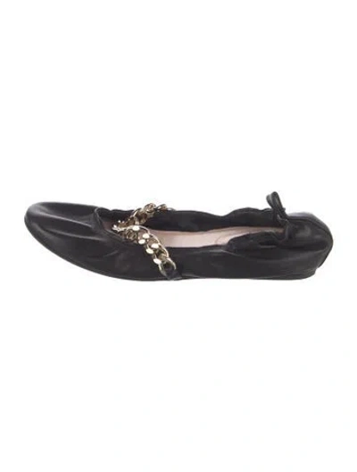 Pre-owned Simone Rocha Leather Chain-link Accents Mary Jane Flats In Black