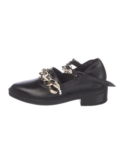 Pre-owned Simone Rocha Leather Chain-link Accents Mary Jane Flats In Black