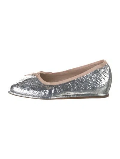 Pre-owned Simone Rocha Leather Colorblock Pattern Ballet Flats In Silver