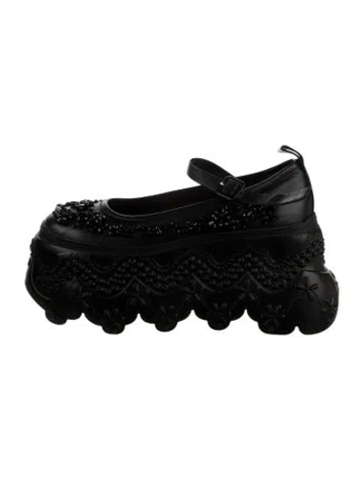 Pre-owned Simone Rocha Leather Crystal Embellishments Pumps In Black