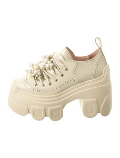Pre-owned Simone Rocha Leather Lasercut Accents Sneakers In Neutral