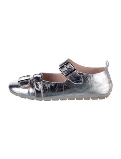 Pre-owned Simone Rocha Leather Mary Jane Flats W/ Tags In Silver