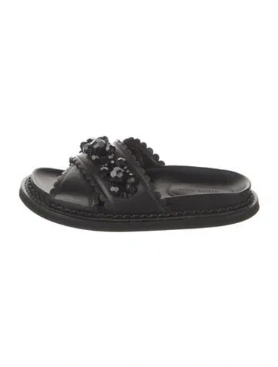 Pre-owned Simone Rocha Leather Slides In Black