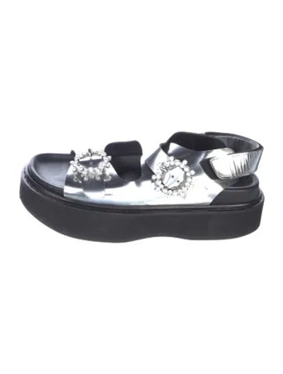 Pre-owned Simone Rocha Leather Slides In Black
