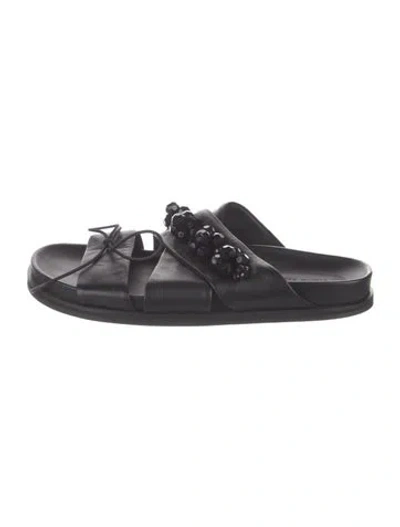 Pre-owned Simone Rocha Leather Slides In Black