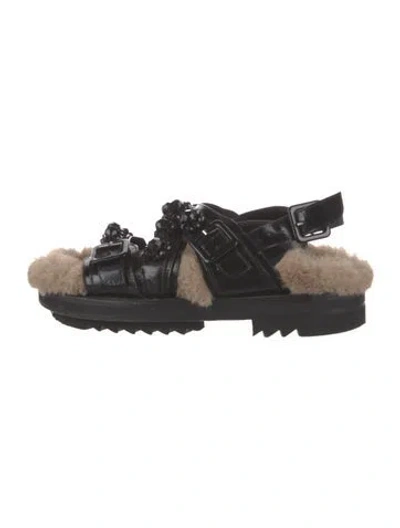 Pre-owned Simone Rocha Leather Slingback Sandals In Black